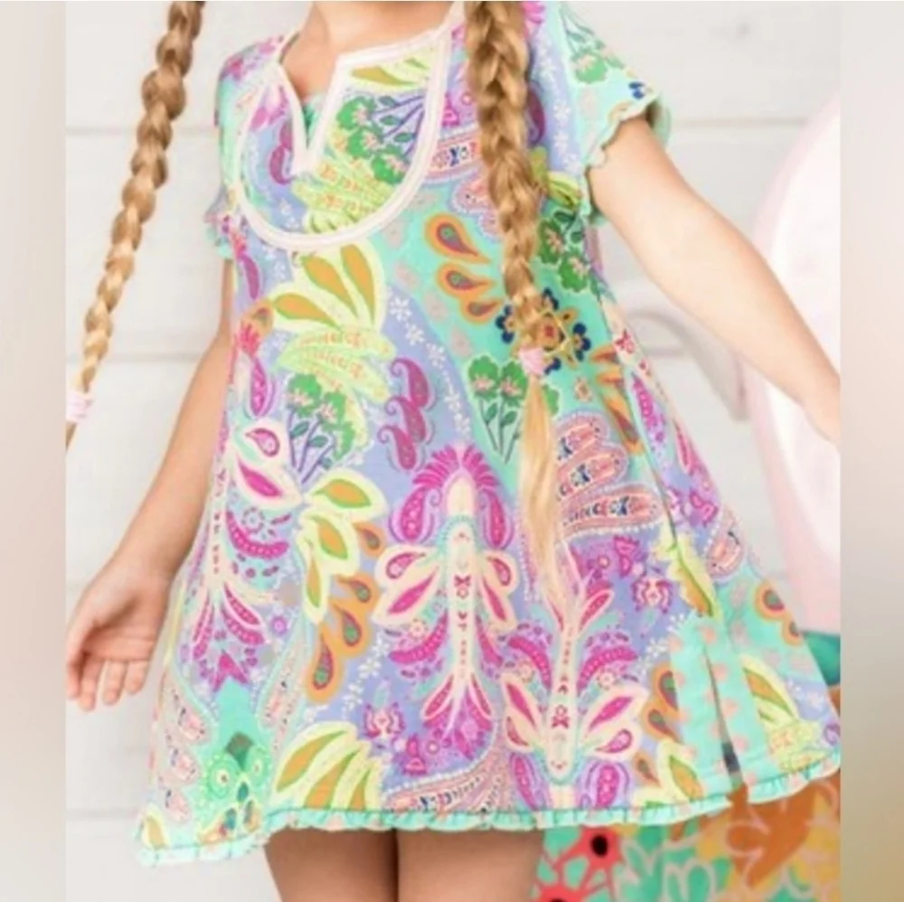 Matilda Jane Treasure Trove Aqua Fuchsia Paisley Floral Swim Cover Up Size 14